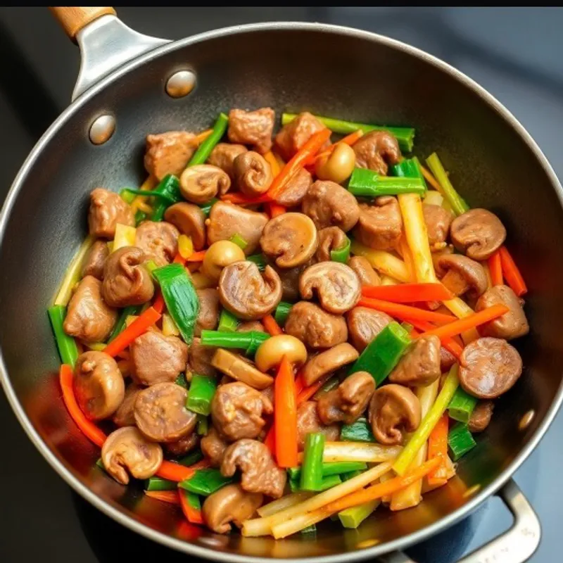 Beef and Mushroom Stir-Fry in a Long Handled Wok image